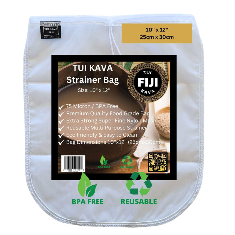 KAVA STRAINER FILTER BAG | 75 Micron Nylon Commercial Food Grade Quality | BPA-Free | Nut Milk Bag | 10 x 12 inch | Durable Multiple Usage | Reusable | Washable | Environment friendly packaging