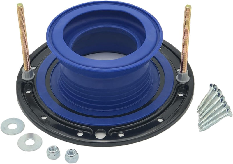 One N Done Toilet Flange Repair Kit - Complete Toilet Seal Repair For Wax Seal, Rubber Gasket Ring, Premium Nuts Includes 3 1/2-Inch Locking Zinc Bolts - Easy Toilet Bowl Repair (1, Blue)