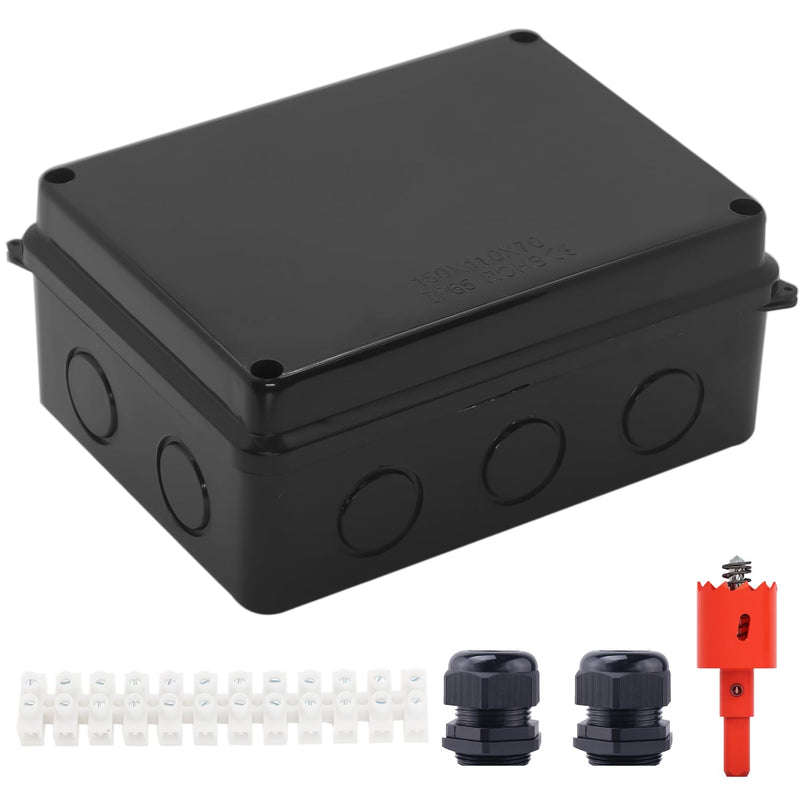 Electrical Box, Outdoor Waterproof Box IP65 Junction Box with Reserved Holes,ABS Plastic Project Box Power Cord Enclosure Black 5.9 x 4.3 x 2.8 inch(150x110x70mm) 5.9" x 4.3" x 2.8"