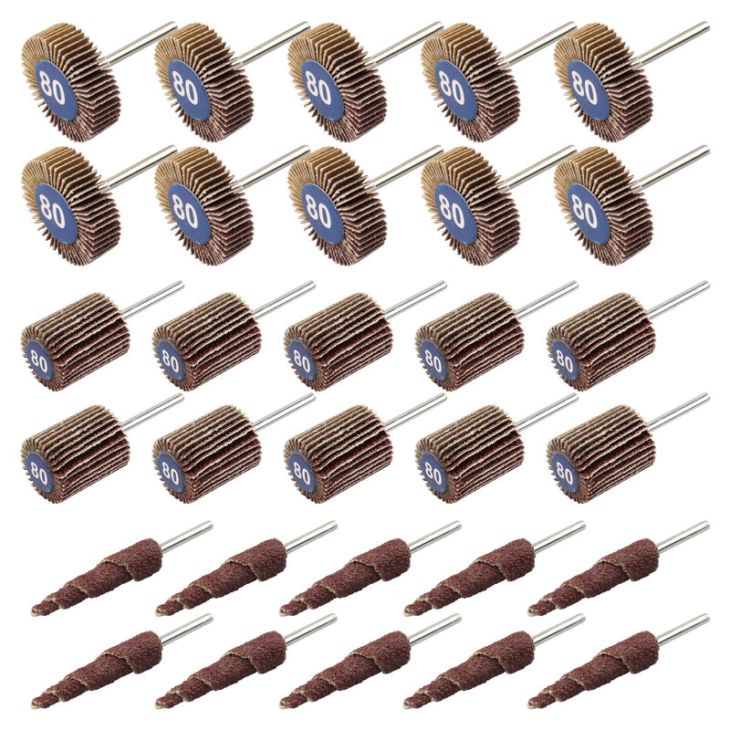 30 Pcs Flap Wheel Sander for Dremel, 80 Grit Flap Sanding Wheel Rotary Tool Accessories Kit for Removing Rust and Polishing,1/8-inch Shank 30