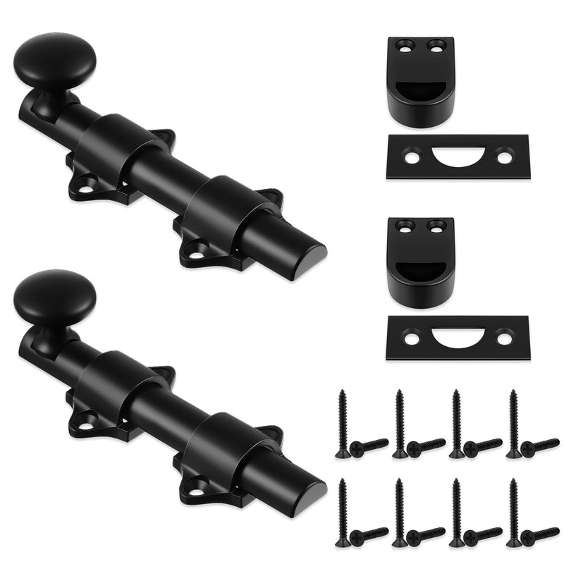 Tandefio 2 Pcs Dutch Door Bolt 4 Inch Surface Bolt Sliding Door Locks Hardware Solid Brass Latch, Attic Latch for Dutch Slide Barn(Black) Black