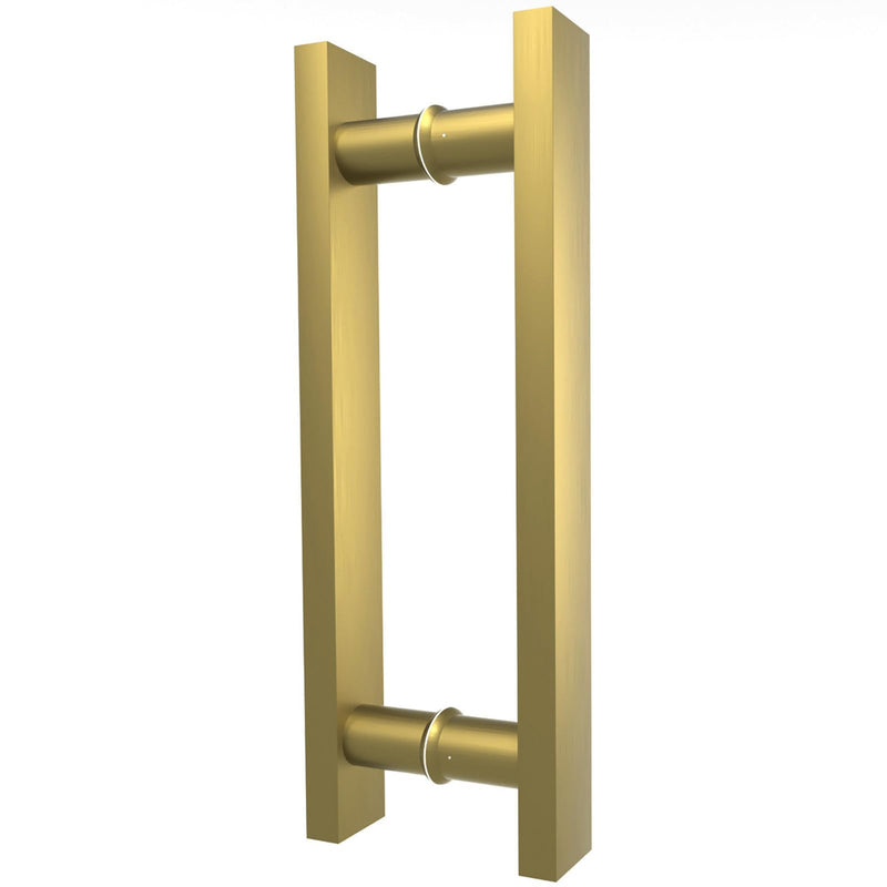 Titanium Gold Square Barn Door Handles 12"/16"/18"/24"/36"/48"/59'', Pull Push Long French Door Handle Double Sided, Large Front Exterior Shower Door Pull Handles 12inch / 30cm Brushed Gold