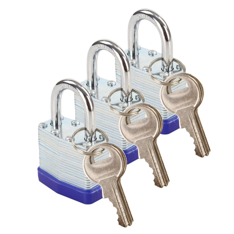 SEPOX® Trinity Keyed-Alike Padlocks Outdoor, Reinforced Laminated Steel Body Heavy-Duty 1-9/16" 40MM, Uncuttable Standard Shackle, 3-Pcs-Pack, 6-Pcs Same Keys, for Gym Locker,Toolbox, Shed, Storage 3pcs