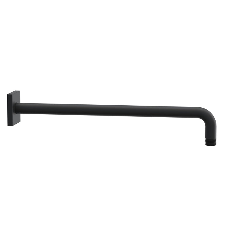 Gerber D481427BS 15-Inch Shower Arm with Square Escutcheon - Wall Mounted Shower Head Extension Pipe Arm with All-Metal Construction, Satin Black
