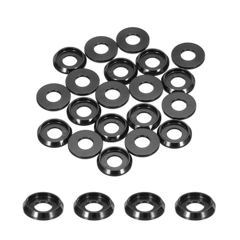 MECCANIXITY M5 Cone Cup Countersunk Washers,Hole Dia 5mm/0.2" Aluminum Gaskets Cup Head Washer Gasket for Screw RC/FPV/PC/Drone/Mechanical Accessories Model Parts,Pack of 20(Black) Black