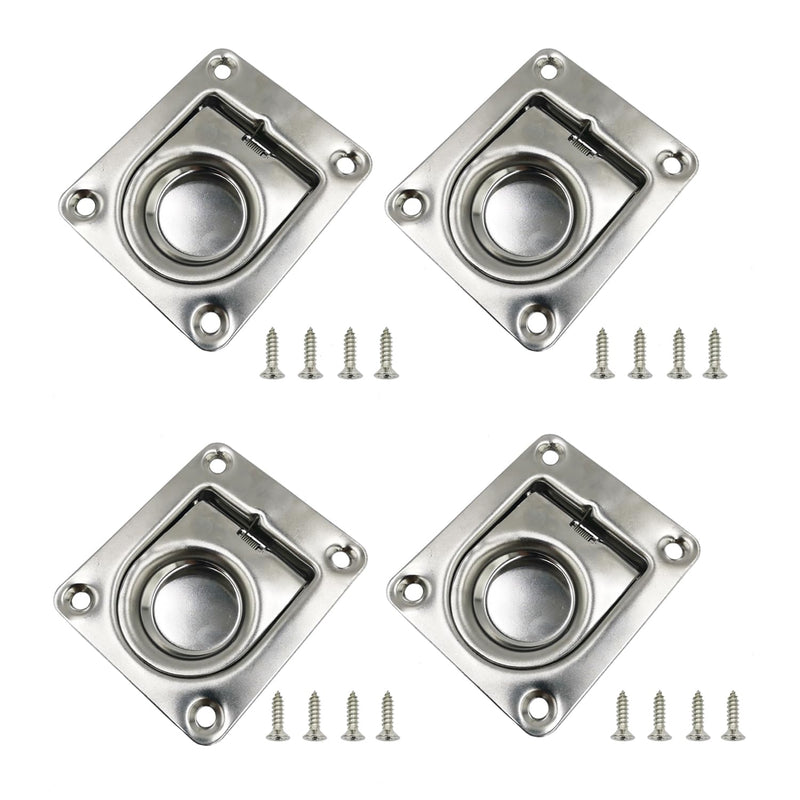 4 Pack Hatch Flush Ring Pull Boat Locker Flush Lift Ring Locker Marine 304 Stainless Steel for Deck Yacht Cabinet Home Furniture Recessed Lid Handle