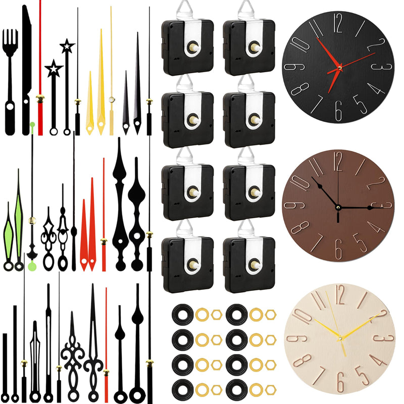PARAOR 8 PCS High Torque Quartz Clock Movement Mechanism Replacement Clock Kit with 12 Different Pairs of Clock Hands for DIY Repair Clock Parts Shaft Lengths 12mm 15.5mm 21.5mm (01) 01 - NewNest Australia