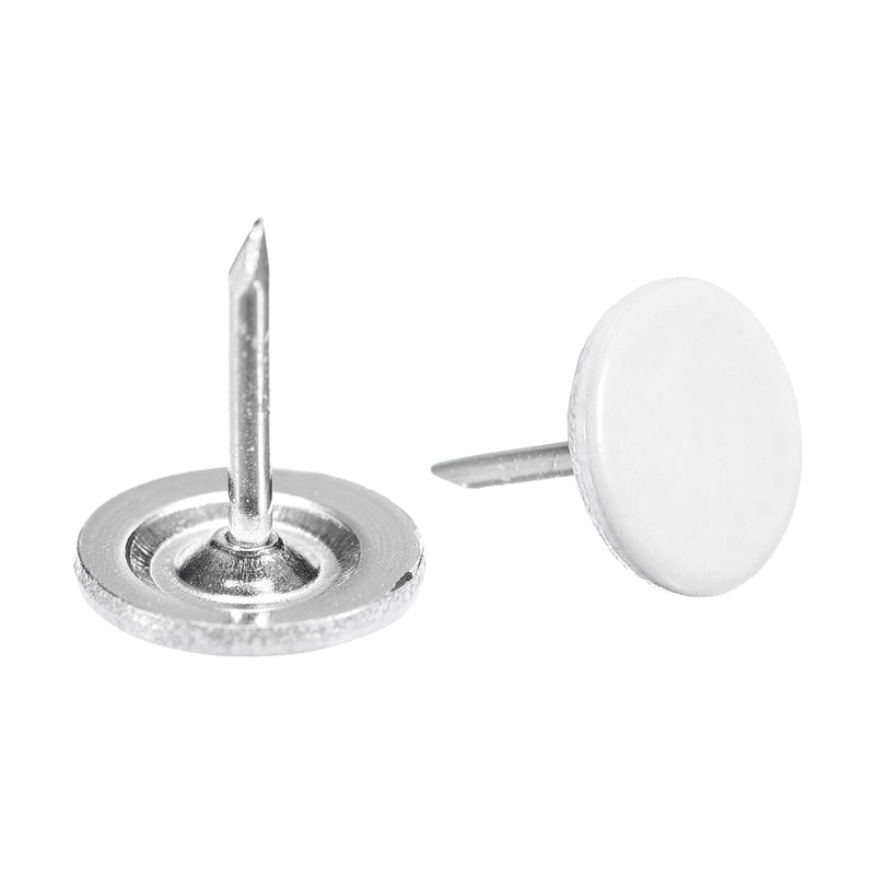 uxcell 50Pcs Upholstery Tacks, 11mmx13mm Flat Head Decorative Furniture Nails Thumb Tack for Furniture Sofa Headboards, White