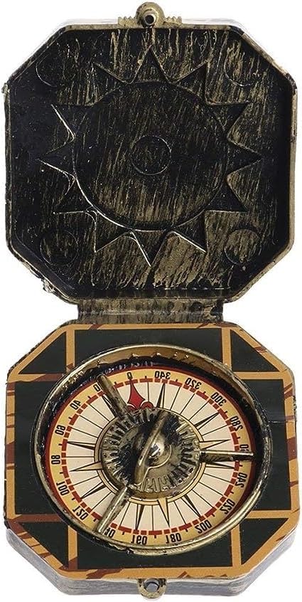 1Pc Metallic Compass, Nautical Compass Pirate Captain Costume Halloween Party Cosplay Decoration Deft Design Accessories Props,Costumes and Accessories