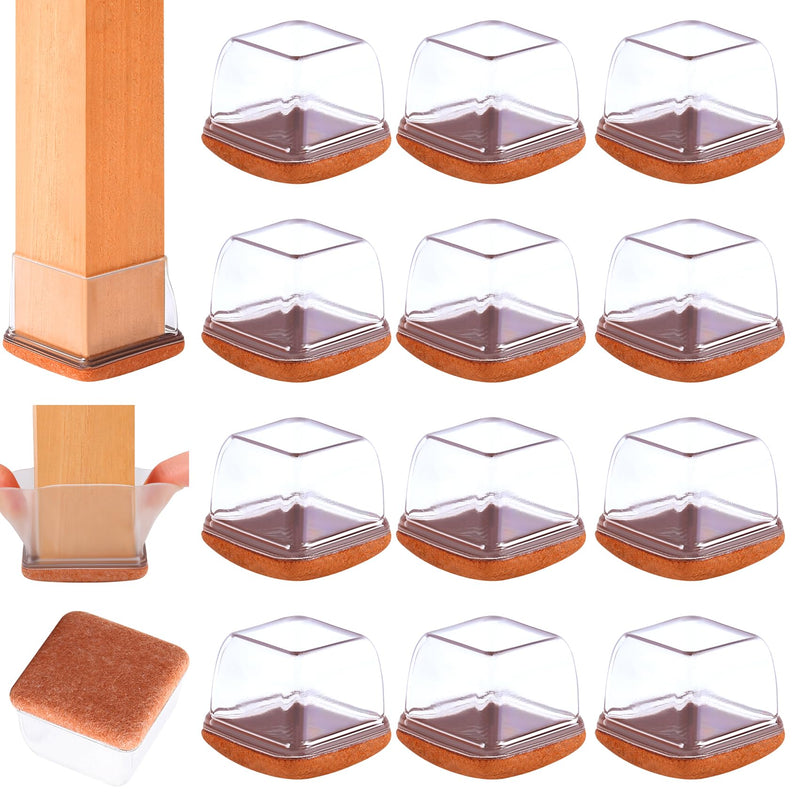 16PCS Extra Large Chair Leg Floor Protectors, Felt Furniture Pads for Hardwood Floors, Square Clear Sofa Bed Dining Table Chair Leg Covers to Protect Floors and Prevent Scratches & Noise(Fit:1.5"-2") XL-16PCS-(Fit:1.5-2 inch)-Clear
