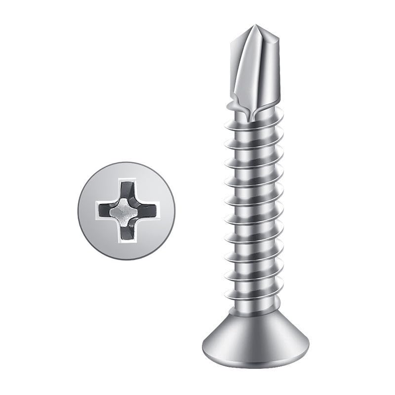 #12 x 1-1/2" (50 Pack) Flat Head Sheet Metal Screws Self-Tapping Screw Phillips Head Self Drilling Screws, 410 Stainless Steel #12 x 1-1/2'' - NewNest Australia