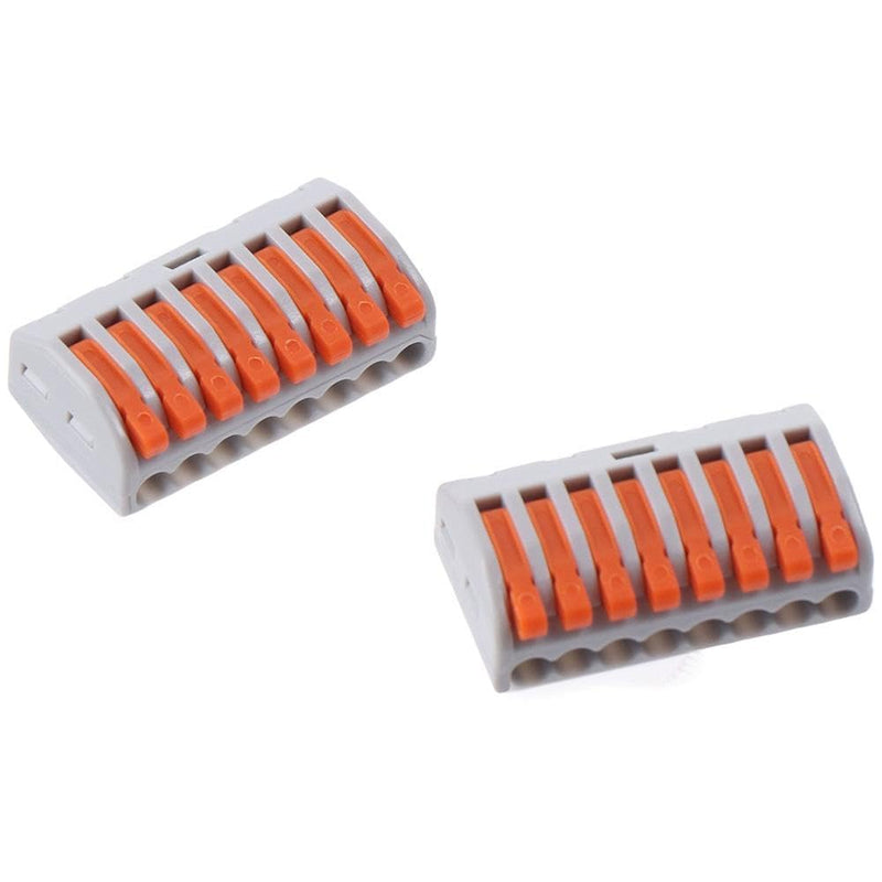 10Pcs Classified Conductor, Useful Compact Terminal, PCT-218 Cable Connect, Tie Rod Nut, Orange 8-Port Wire Connector for Quick Connect