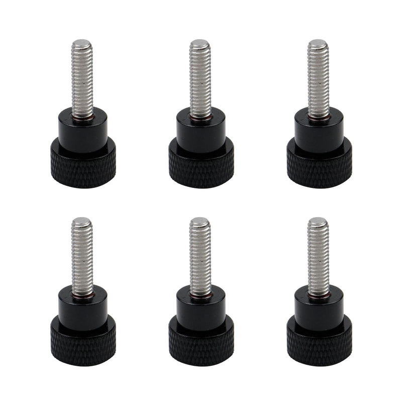 6 Pcs M4 0.59"(15mm) Threads High Head Knurled Thumb Screws Knobs Aluminum Alloy Red Knurled Shoulder Flat Tip Thumbscrew, Black 0.59"(15mm) Threads length