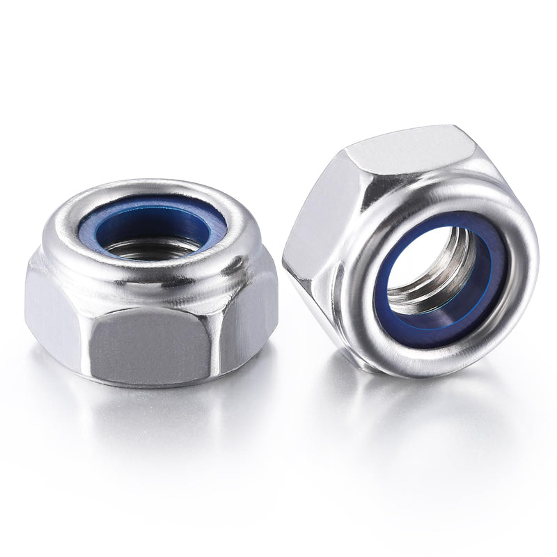Wensilon(50pcs) M8 Self Clinching Nuts 304 Stainless Steel Self-Lock Nylon Inserted Hex Lock Nuts 50