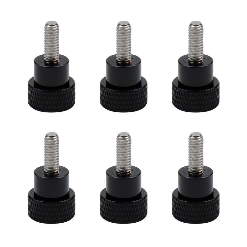 6 Pcs M4 0.39"(10mm) Threads High Head Knurled Thumb Screws Knobs Aluminum Alloy Red Knurled Shoulder Flat Tip Thumbscrew, Black 0.39"(10mm) Threads length