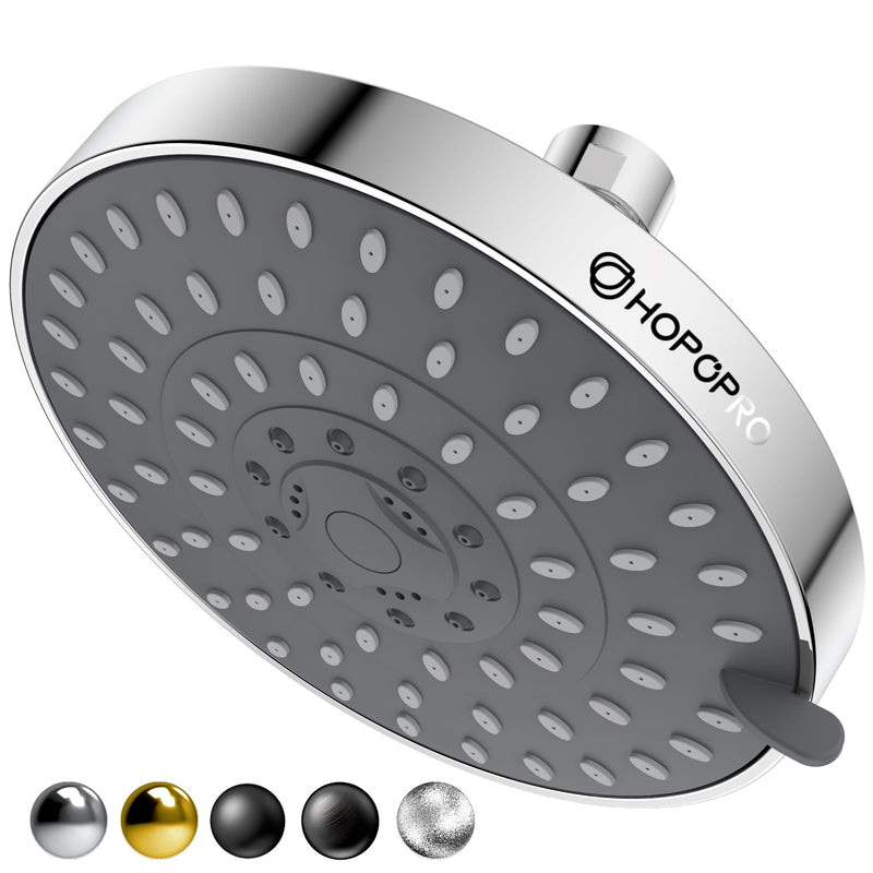 HOPOPRO 5-Mode High Pressure Shower Head - The Washington Post, NBC News, Today TV Show Recommended - High Flow Fixed Showerheads (6 Inch Chrome) 6 Inch Modern Chrome Modern