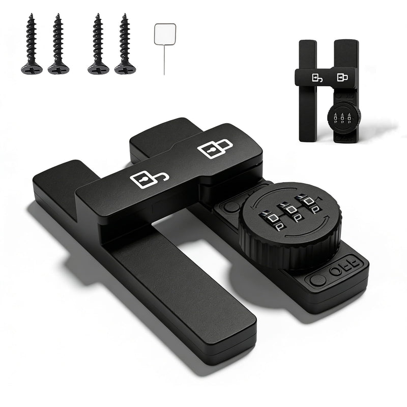 3-Digit Combination Lock for Double Doors Cabinets Closets Black