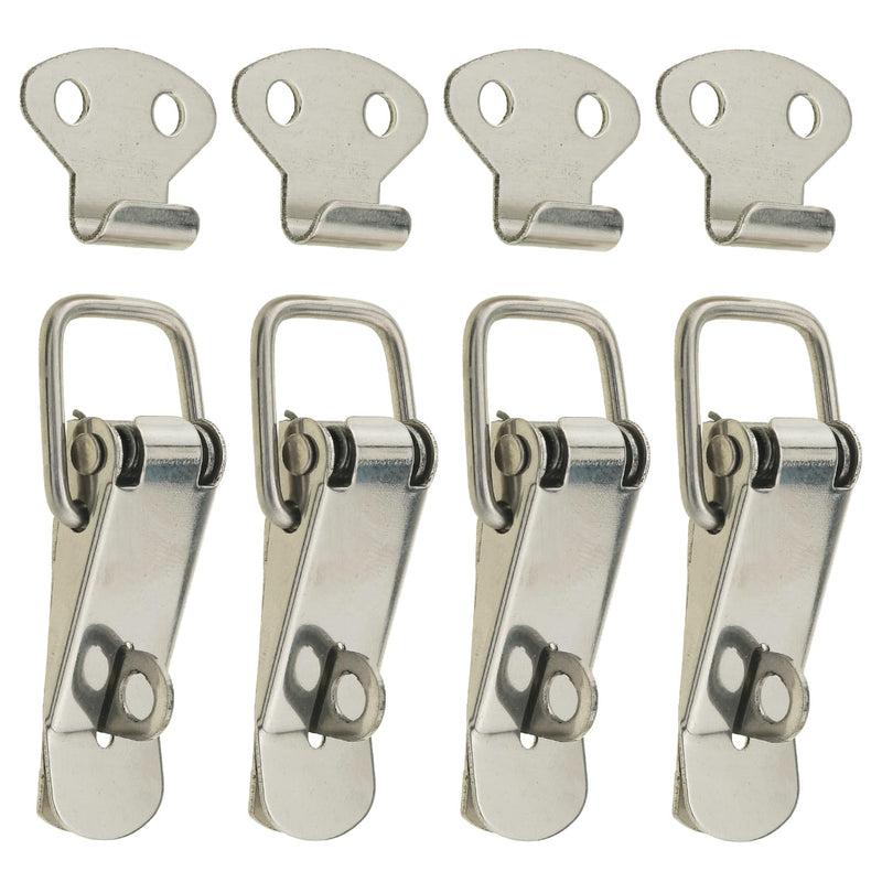 4PCS Stainless Steel Spring Latch Buckle Clips Small Size 106 Duckbill Luggage Metal Fasteners Mini Locking Fasteners for Suitcases Toolboxes Drawers Chests Cabinets