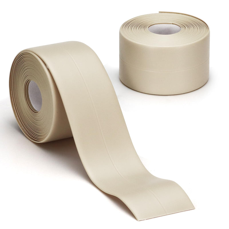 2 Rolls Caulk Tape Waterproof Self Adhesive, Toilet Caulk Strip Sealant Tape Sealing Strip for Bathroom, Kitchen, Shower, Bathtub Caulking Tape, 1.5" x 10.5Ft, Beige
