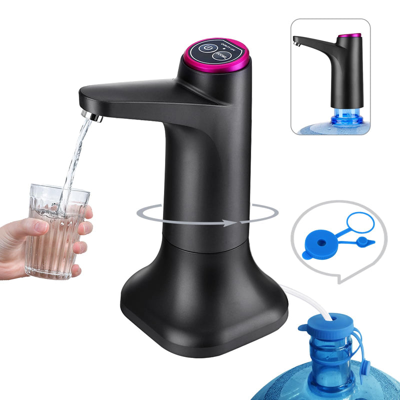 5 Gallon Water Pump, Water Dispenser for 5 Gallon Bottle, USB Rechargeable Water Jug Dispenser, Portable Automatic Water Pump for Home, Black