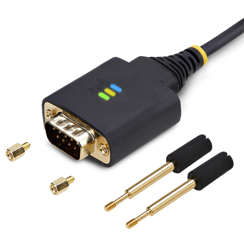 StarTech 3ft USB to Serial Adapter Cable, FTDI (1P3FFCB-USB-SERIAL) | USB-A to DB9 RS232, Interchangeable DB9 Screws Nuts, COM Retention, LED Indicators 3.3ft
