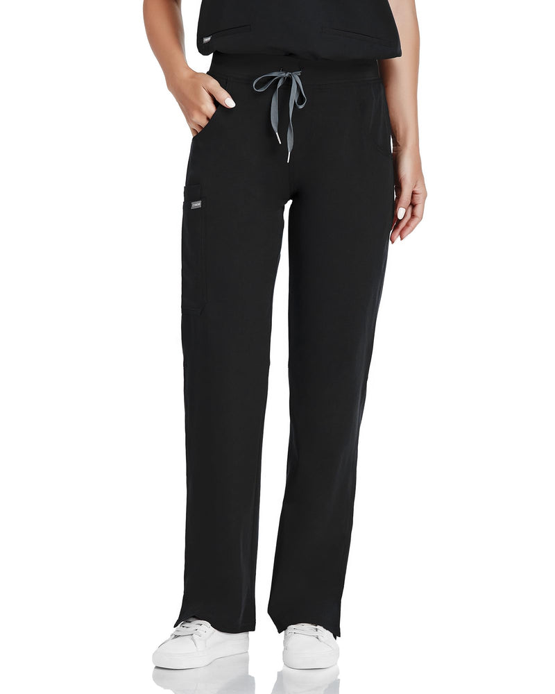 COMENII Scrubs for Women, Mid Rise Straight Leg Cargo Scrubs Pants with Knit Yoga Waistband, Anti-Wrinkle Womens Scrubs Pants Regular 30" Medium Black - NewNest Australia