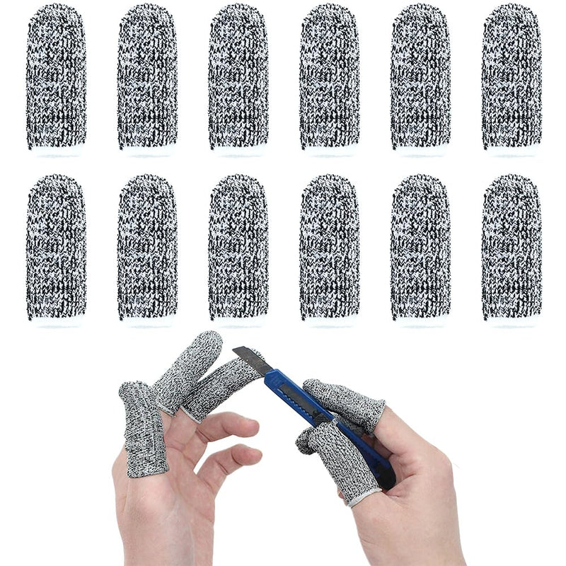 New Reusable Finger Sleeve Protectors Anti-Slip Cut Resistant Finger Cots, 12 Pack 5 Level Thumb Fingertips Protection Cots Protectors Guards Glove Life Extender Finger Covers for Kitchen Work Cuts New 12 Pack