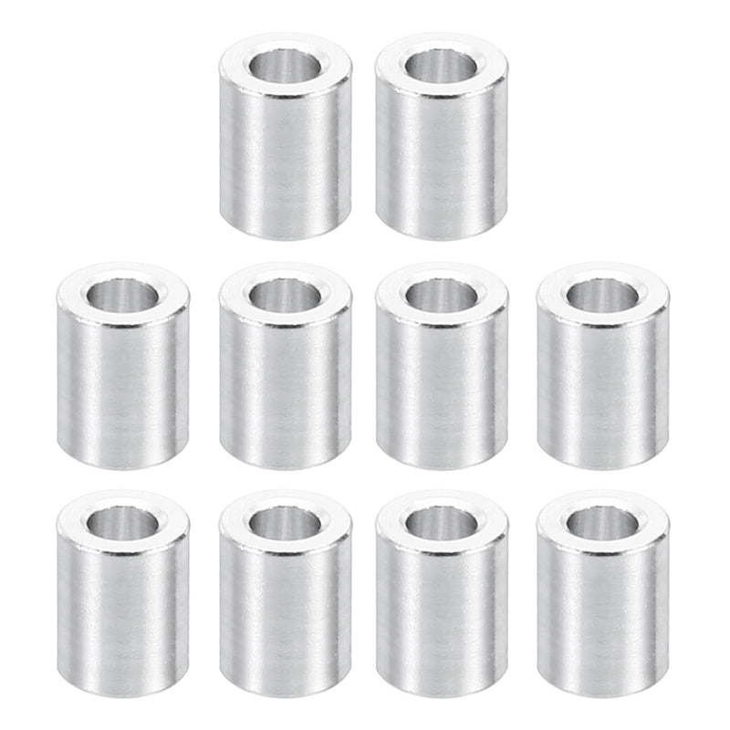 PATIKIL M2 Aluminum Spacers, 10 Pcs Metal Spacer Aluminum 2.1mm ID x 4mm OD x 5mm L Aluminum Spacer Screw Standoff Round for M2 Screw Bolts
