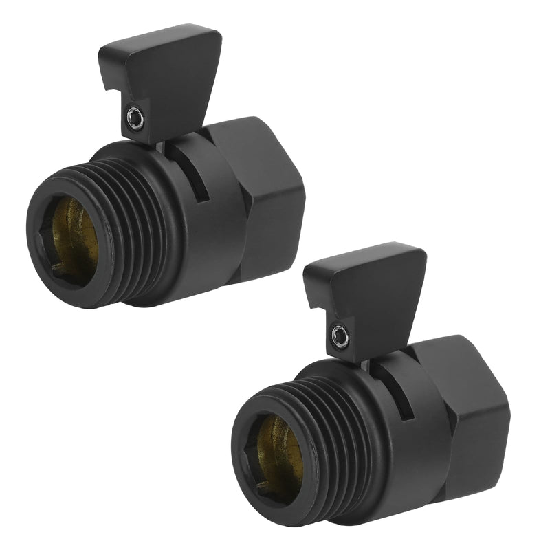 2 Pack Black G1/2 Shower Head Flow Control Valve with Metal Handle, Water Regulator Shut-Off Valve for Handheld Shower or Bidet Sprayer, Matte Black Finish 2 Pack