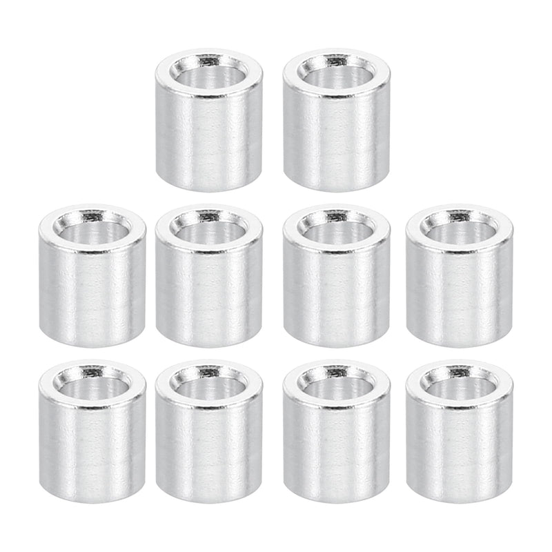 PATIKIL M3 Aluminum Spacers, 10 Pcs Metal Spacer Aluminum 3.1mm ID x 5mm OD x 5mm L Aluminum Spacer Screw Standoff Round for M3 Screw Bolts