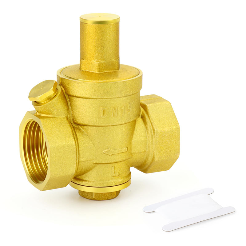 GASHER Brass 1/2" Pressure Regulator Adjustable,Water Pressure Reducer Kit, Pressure Relief Valve For RV Camper Travel,Water Heater,Solar And Home