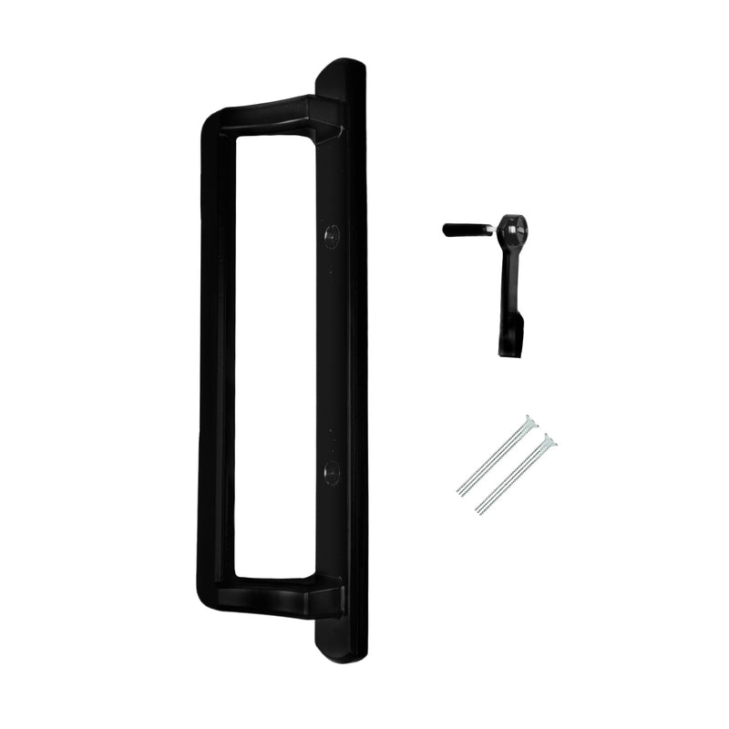 PGT 10" Sliding Door Interior Handle with Thumb Latch Lever and Screws | Interior Replacement Patio Door Handle with 3-7/8" Hole Spacing | Fix Repair PGT Door Hardware - Black