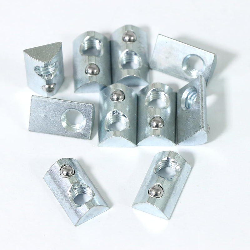 1/4"-20 Threaded Steel Roll in T-Nut with Ball Spring, T-Slot Nuts Accessory Hardware Nuts for 10 Series Aluminum Extrusion Profiles Rail (20) 20