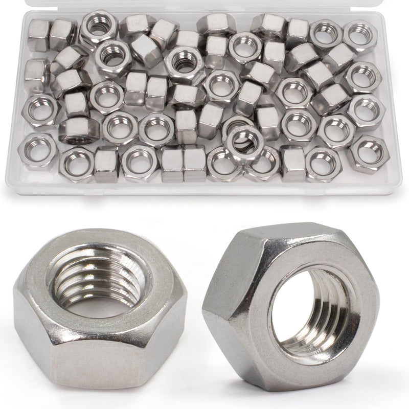 ZQZ 3/8"-16 Hex Nuts,60 Pack 304 (A2-70) Stainless Steel Hardware Nuts,Standard Inch Coarse Thread Nuts 3/8"-16;60 PCS