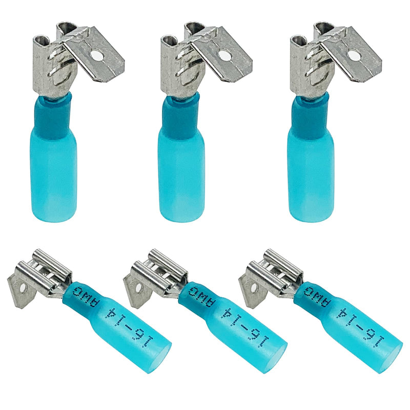 50PCS Heat Shrink Piggyback Spade Connectors, 16-14AWG Electrical Butt Terminals Insulated Quick Splice Crimp Terminal for Marine, Electronics, Automotive AWG16-14 50Blue