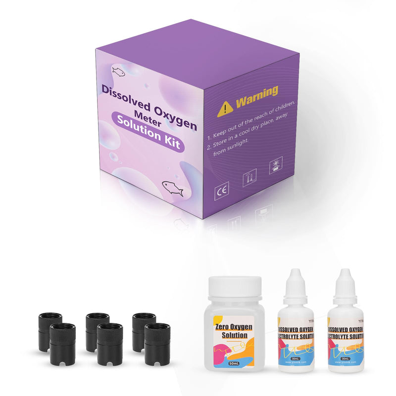Dissolved Oxygen Test Kit Accessories 1 * 50ml Zero Oxygen Calibration Reagent 2 * 30ml Electrolyte Filling Solution and 6 pcs Membrane Groups for DO Meter Tester