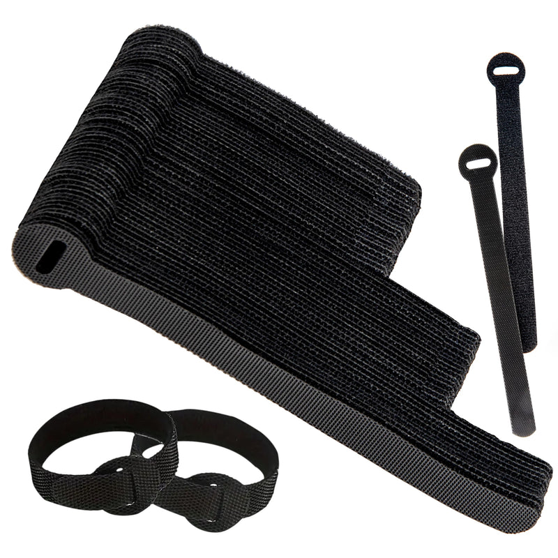 120 PCS Cable Management Ties, 5+6+8inch Multi Size Cord Wraps Black, Tidy Reusable Wire Ties for Cords, PC, TV, Computer & Desk 120x Multisizes