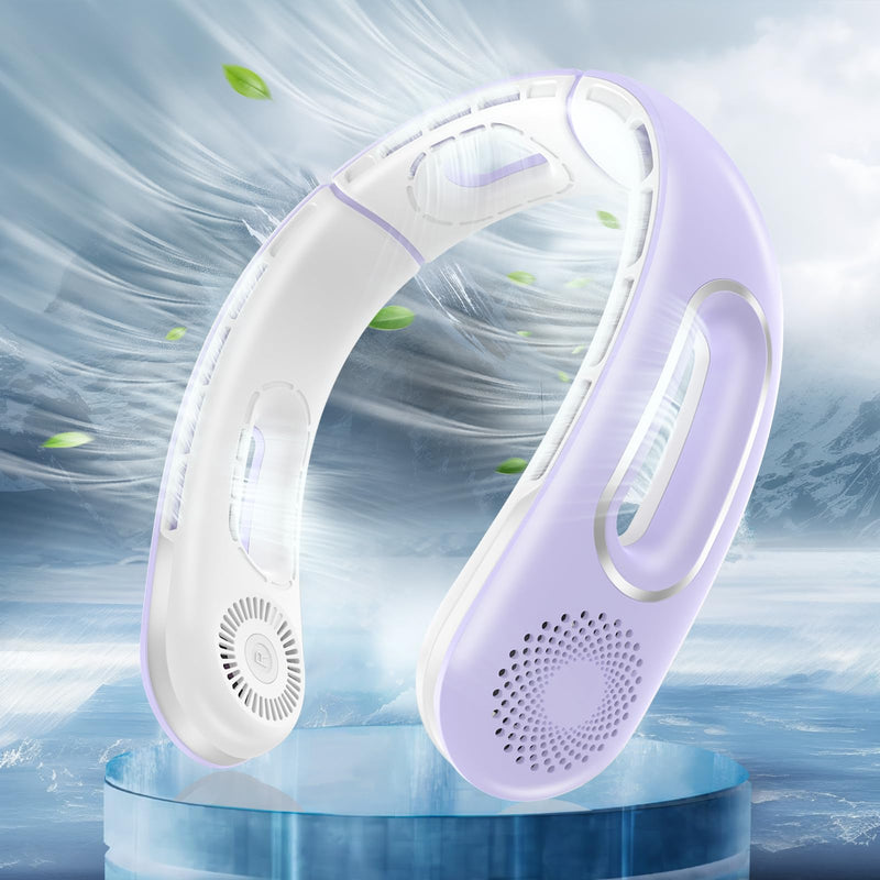 Hotsales Neck Fan, Hands Free Bladeless Neck Fans Portable Rechargeable, 360° Cooling Neck Fan, 4 Speeds, Quiet, 5200 mAh Battery Operated USB Wearable Personal Fan Gifts for Women, Travel, Outdoor Pure Purple