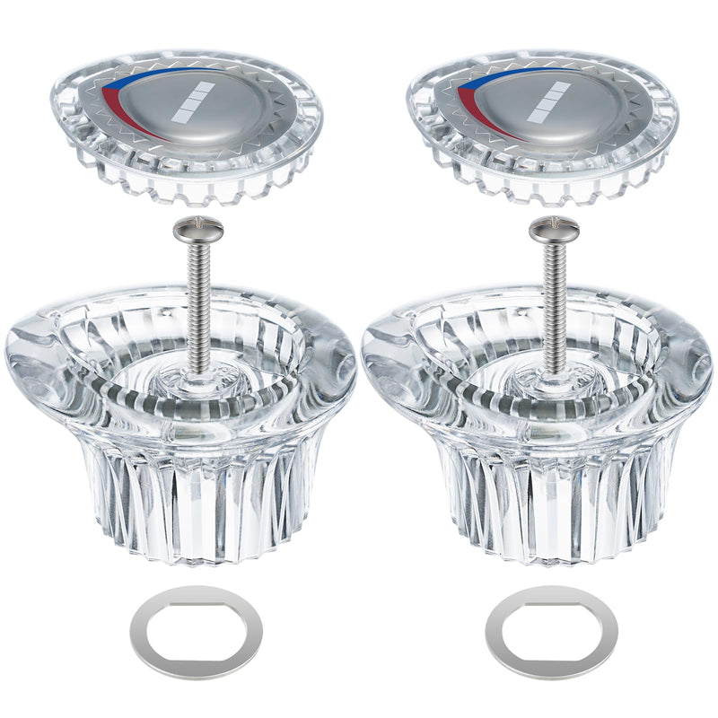 Enhon 2 Pack Shower Handle Replacement Compatible with Moen 96797 Chateau Tub and Showers Faucet, Shower Knob Replacement Kit Compatible with Moen 1225 Cartridge, Include Screws, Chrome Knob Insert