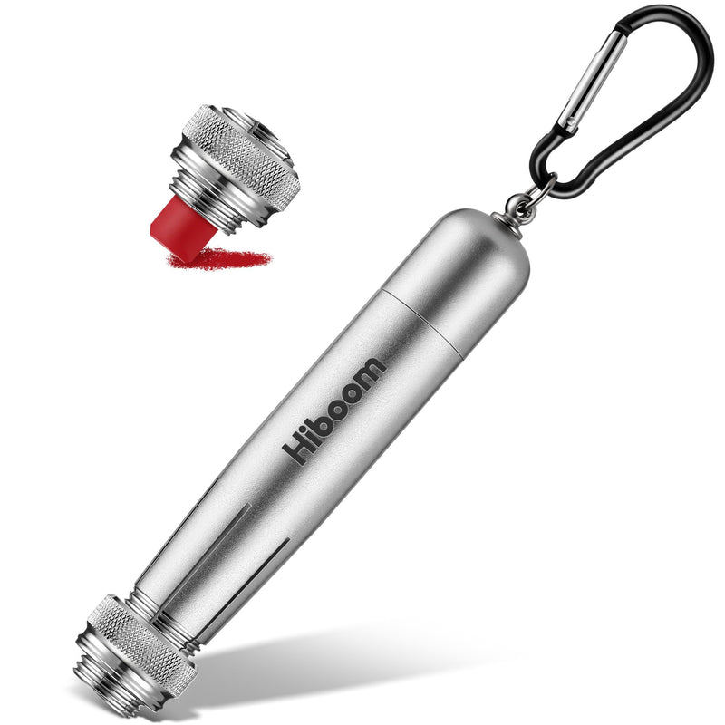 Hiboom Adjustable Lumber Crayon Holder for 1/2" Round or Hexagonal Crayons, Heavy Duty Construction Carpenter Metal Crayon Holder with Spring D Rings Buckle, Contoured Grip Handle(Silver) Silver