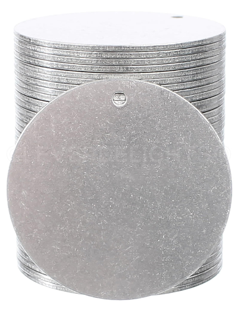 CleverDelights 2" Round Stamping Blanks - 14GA (.064") Aluminum Discs - 3/32" Hole - Circle Tags (10) 10