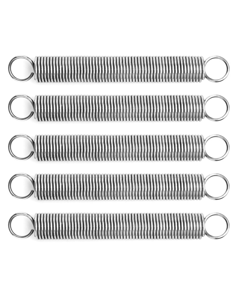 QWORK Extended Compressed Spring, 6" Free Length, 5 Pcs 304 Stainless Steel Extension Springs, Small Dual Hook Tension Spring, 1/16" Wire Diameter, 11/16" OD