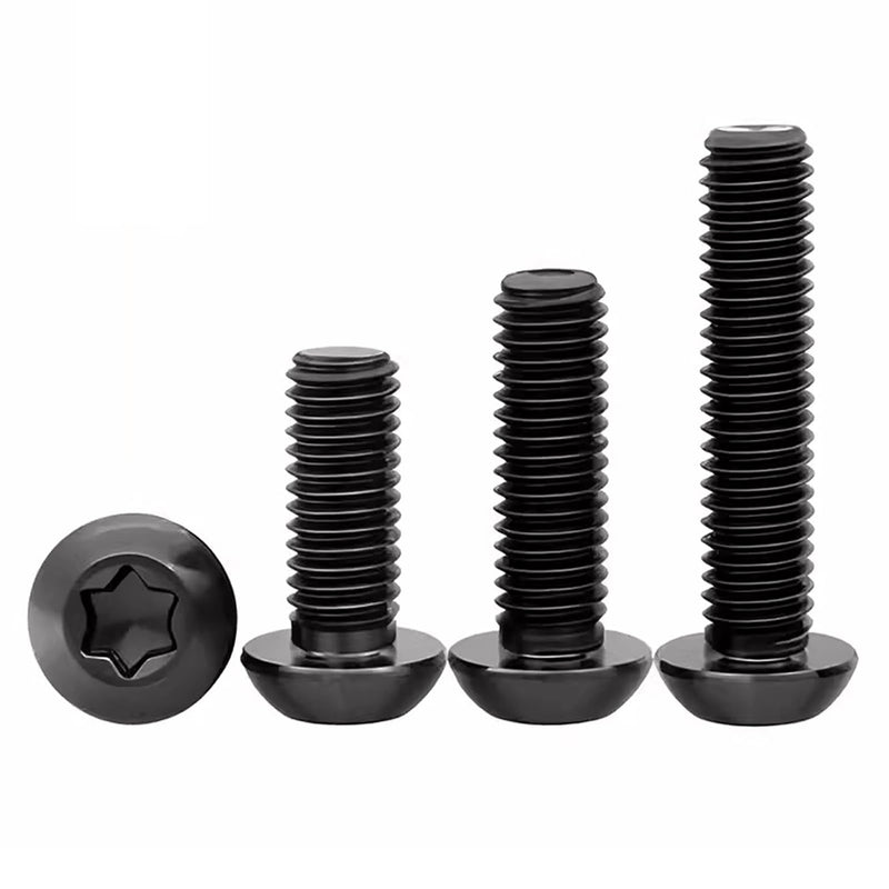 100Pcs Button Head Torx Drive Screws Bolts, Grade 10.9 Alloy Steel, M5 x 8/12/16/20/30 mm Star Drive Machine Screws Set with T25 Wrench, Black Oxide Finish, Fully Threaded Pitch : 0.8 mm Black-M5 Button Head Trox Screws