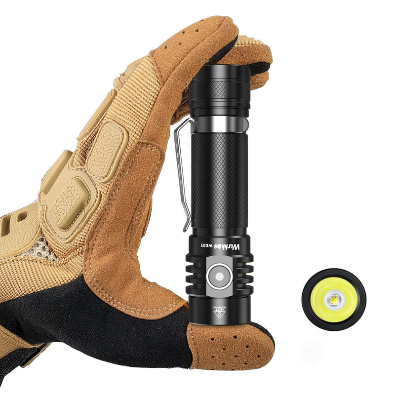 Wurkkos Flashlight WK03-1800 High Lumen Flashlight,SST-40 LED 90CRI 217M 6000K IP68 Waterproof LED Flashlight,EDC Pocket Flashlights 5 Modes for Camping,Home,Emergencies WK03-6000K-3