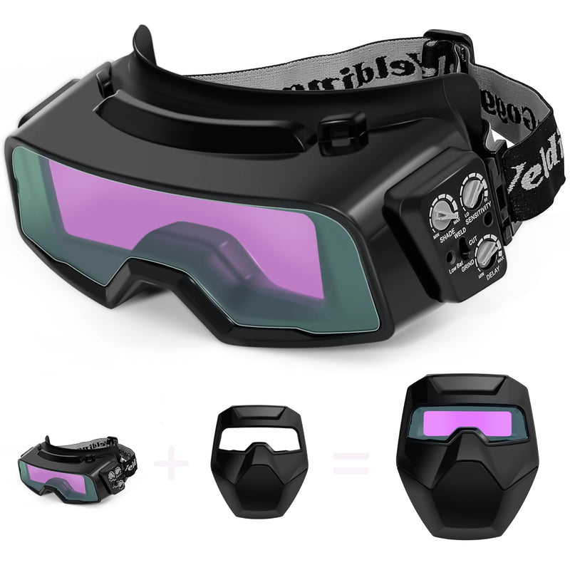 Welding Goggles Auto Darkening Plasma Cutting Glasses - Eye Protection Safety Goggles for Welding Blackish Purple