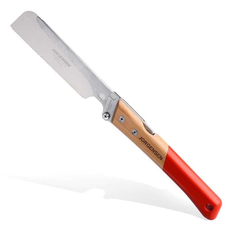 JORGENSEN Japanese Pull Saw, 6 Inch Folding Dovetail Saw with Beech Wood Long handle, SK5 Steel Blade Tool-less Quick Change, 21TPI Cross Cut Saw Woodworking Hand Saw for Hardwood, Softwood