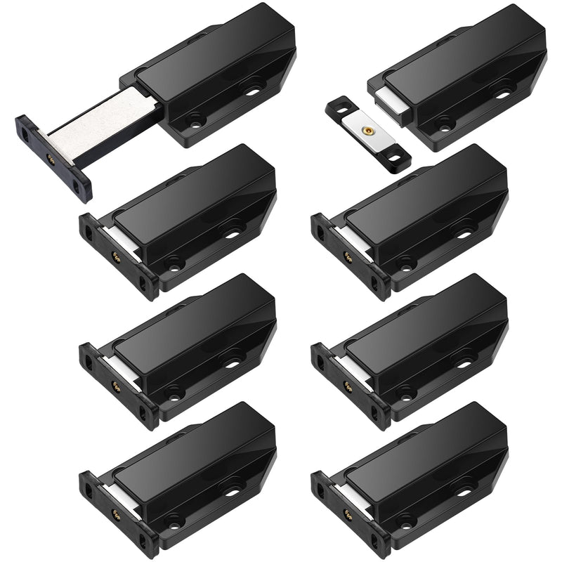 Zonon 8 Pack Magnetic Push Latch Heavy Duty Push to Open Cabinet Hardware Release Touch Latch and Catch Press Out Magnet for Large Door Cabinet Kitchen Drawer Lock (Black) Black