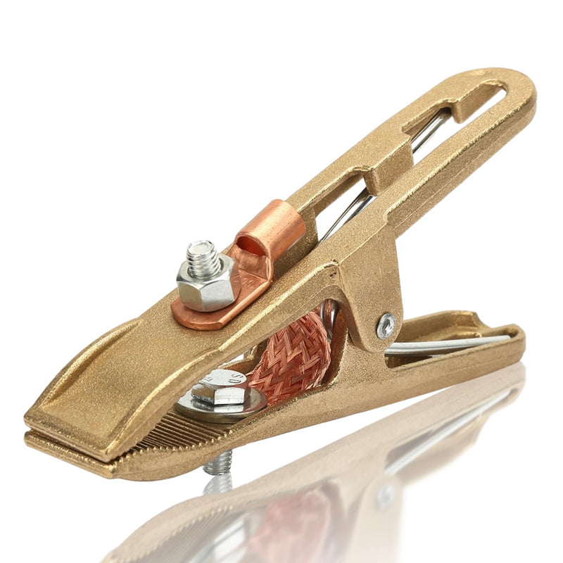 500A Ground Clamp for Welding Machine, Brass A-Shape Earth Grounding Clamp with Copper Grip Clip, Welder Ground Cable Connection Tool