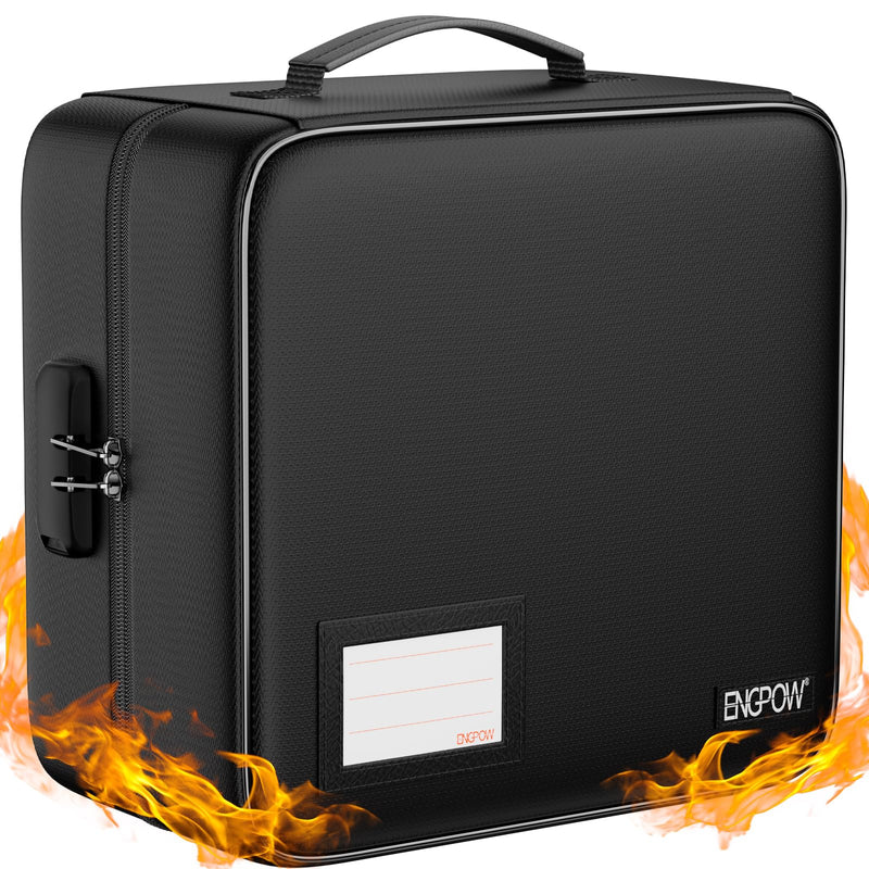 ENGPOW CD/DVD Storage Case with Lock,Fireproof CD/DVD Case Binder,400 Capacity CD Organizer Binder DVD Storage Holder with Zipper＆Handle,Portable Storage Binder Safe for Home Office Travel Car,Black 400 Capacity-with Lock