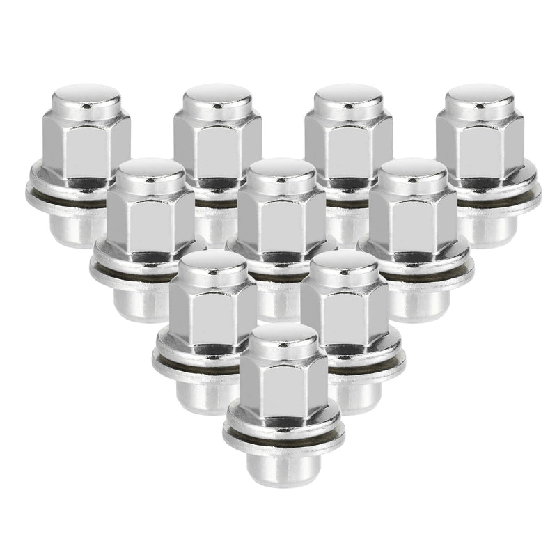 10 Pcs Wheel Lug Nuts Compatible for Jaguar XF XJ XE, Durable M12 x 1.5 Carbon Steel Silver Tone Tire Lugnuts 10